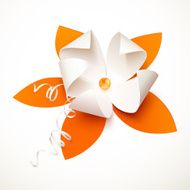Orange cutout paper vector flower N2