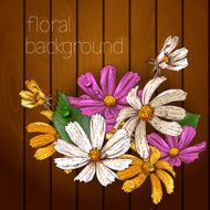 Beautiful flowers on a wooden texture N6