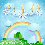 Spring landscape fantasy illustration