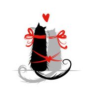 Two cat in love Illustration for your design N2