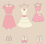 Cute dresses and shoes vector illustration N2
