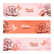 Banners with floral background N4