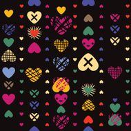 Hearts seamless pattern on dark background N2