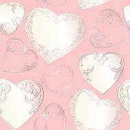 Lovely pink seamless pattern with vintage heart shapes N2