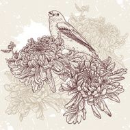 Flowers with bird illustration N3