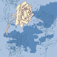 Vintage rose on blue background