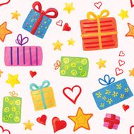 Presents hearts and stars pattern