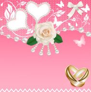 background with heart rose wedding rings