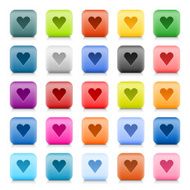 Heart sign web button color stone satin style internet icon