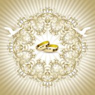 Vintage wedding invitation with rings