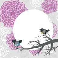 Romantic floral background with cute birds