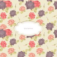 Delicate pattern with roses flowers and frame for your text