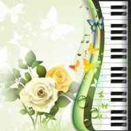 Piano keys with roses N2