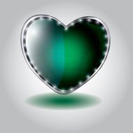 green heart shaped glass button