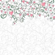Background with hearts and floral ornament