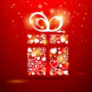 Gift box with heart and ribbon