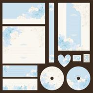 Set of wedding invitations with flowers background N2