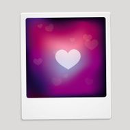 Vector heart sign on polaroid frame - abstract card