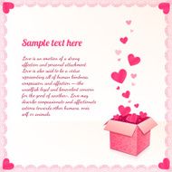 Pink greeting card with ornate box of hearts N2