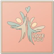 Romantic design with two angels - vector illustration