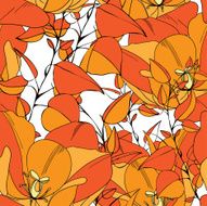 Seamless pattern from abstract lilies and leaves