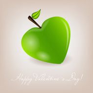 Happy Valentines Day card with apple heart Vector illustration