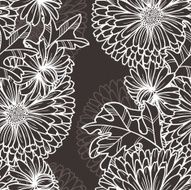 seamless pattern of the tender abstract flowers and leaves