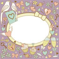wedding-frame-on-violet-without-text