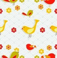 Fresh birds and flowers pattern