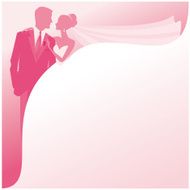 Bride and Groom Silhouettes in Honeysuckle Pink