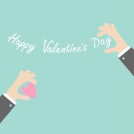 Businessman hands holding Valentines day text pink heart Flat design N2