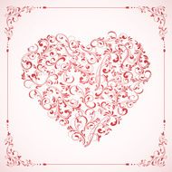 Valentines card with ornate Heart and frame