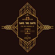 Wedding Invitation Card - Art Deco Vintage Style N9