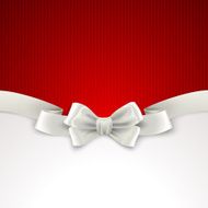 Red Christmas background with white silk bow N2