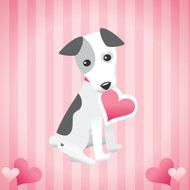 Cute dog holding a valentine