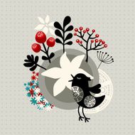 Floral banner with birds and flowers