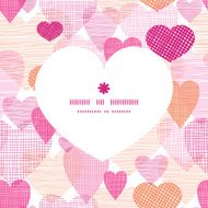 Vector textured fabric hearts heart silhouette pattern frame N24