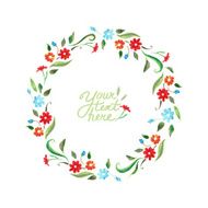 vector watercolor flowers circle frame N4