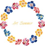 watercolor drawing card with flowers N4