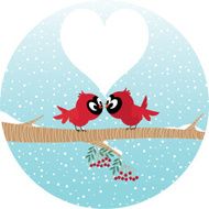Loving birds on a branch