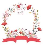Retro floral frame and ribbon