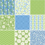 Seamless set - summer floral backgrounds