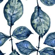 seamless pattern with blue leaves N4