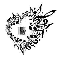 love and music concept black white design