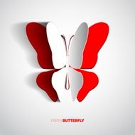Greeting card with paper cut butterfly vector illustration N2