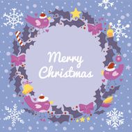 Christmas wreath with birds N5