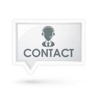 contact word with service icon on a speech bubble