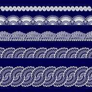 set of white lace ribbons on a blue background N2