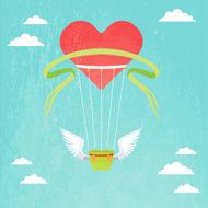 Hot air balloon Valentines day card