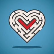 Vector heart shape maze concept N2